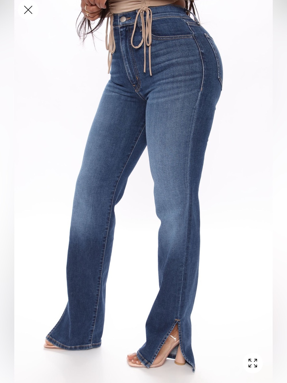 Fashion Nova Women's Dark Blue Straight Leg Jeans